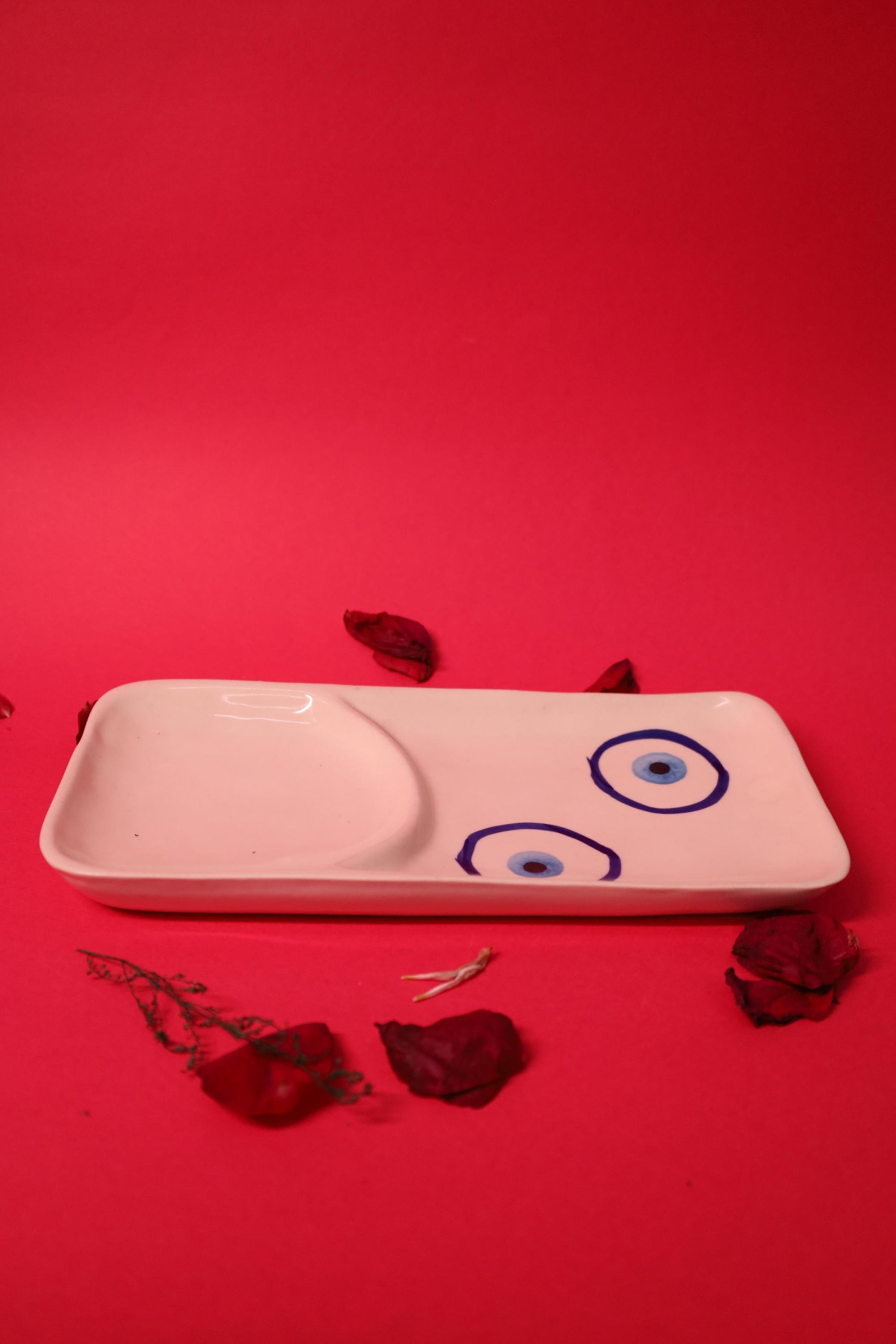 Evil Eye Design Ceramic Cup and Tray Set