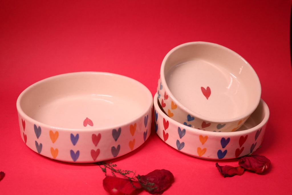 Multicolour Heart printed Bowl