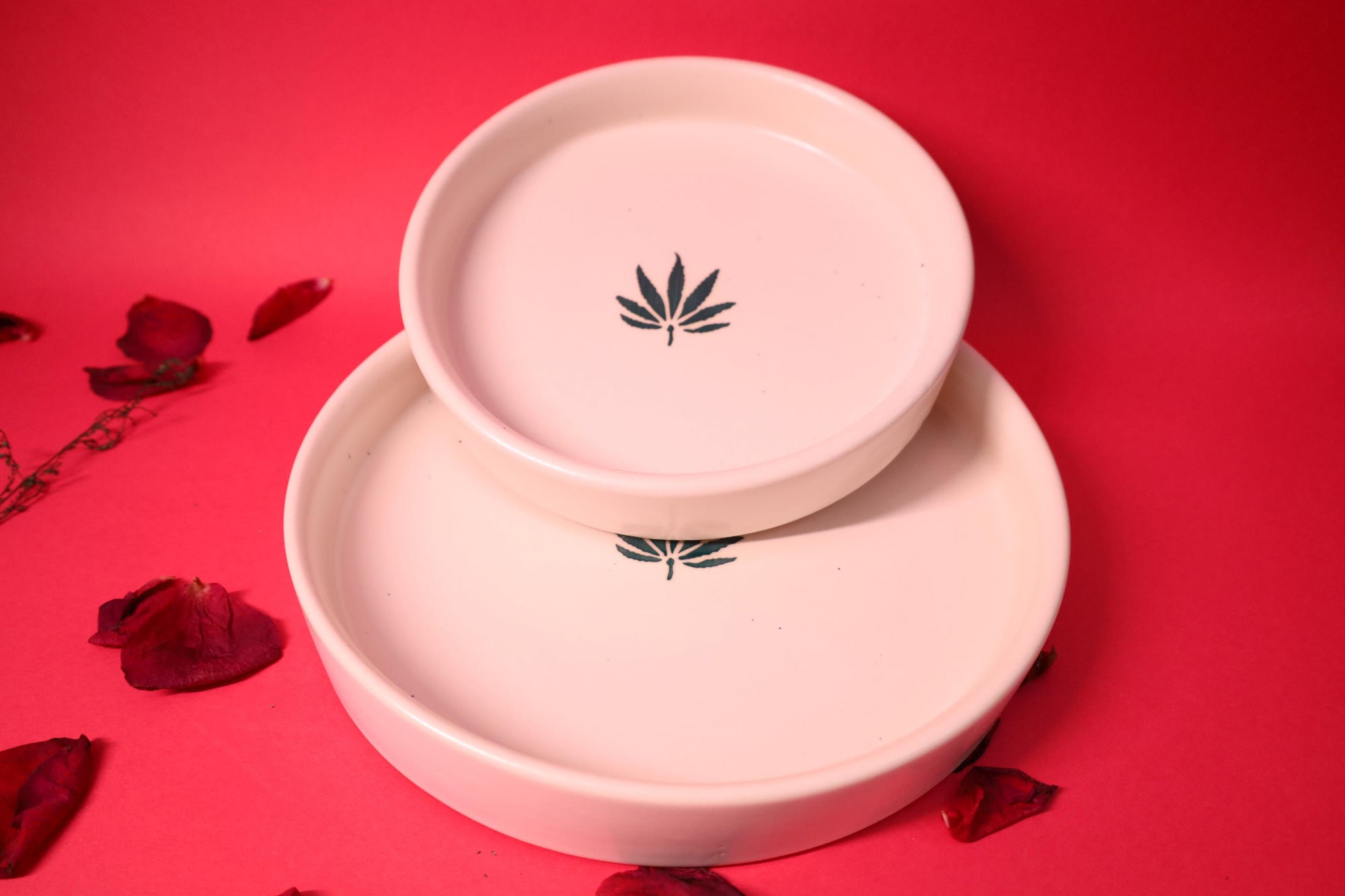Minimalist Leaf Design Ceramic Plates