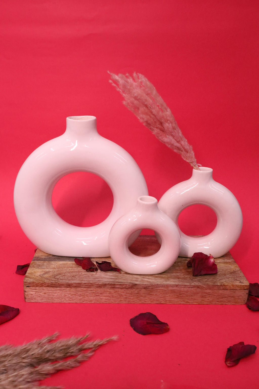 White Ceramic Vases Set of 3