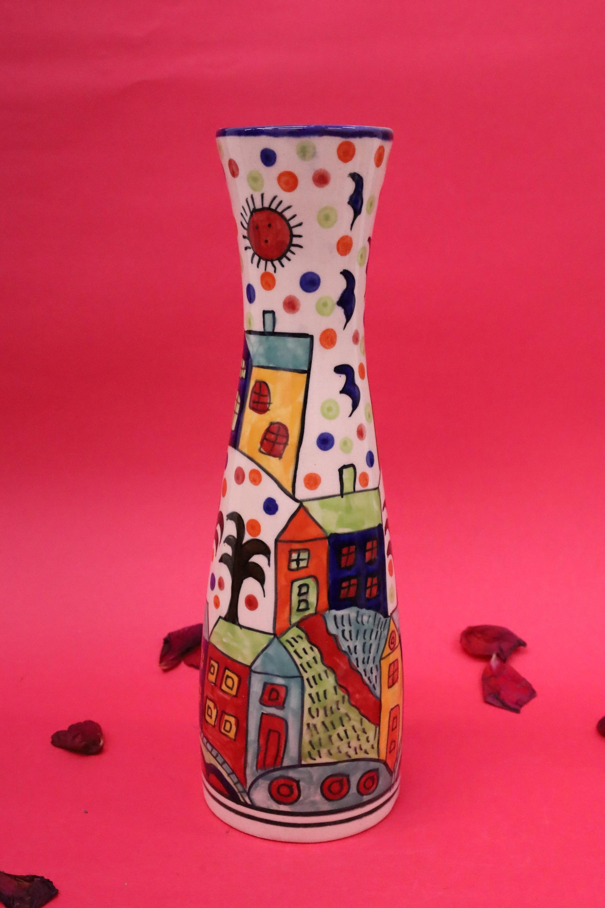 Hand-Painted Colorful Ceramic Vase