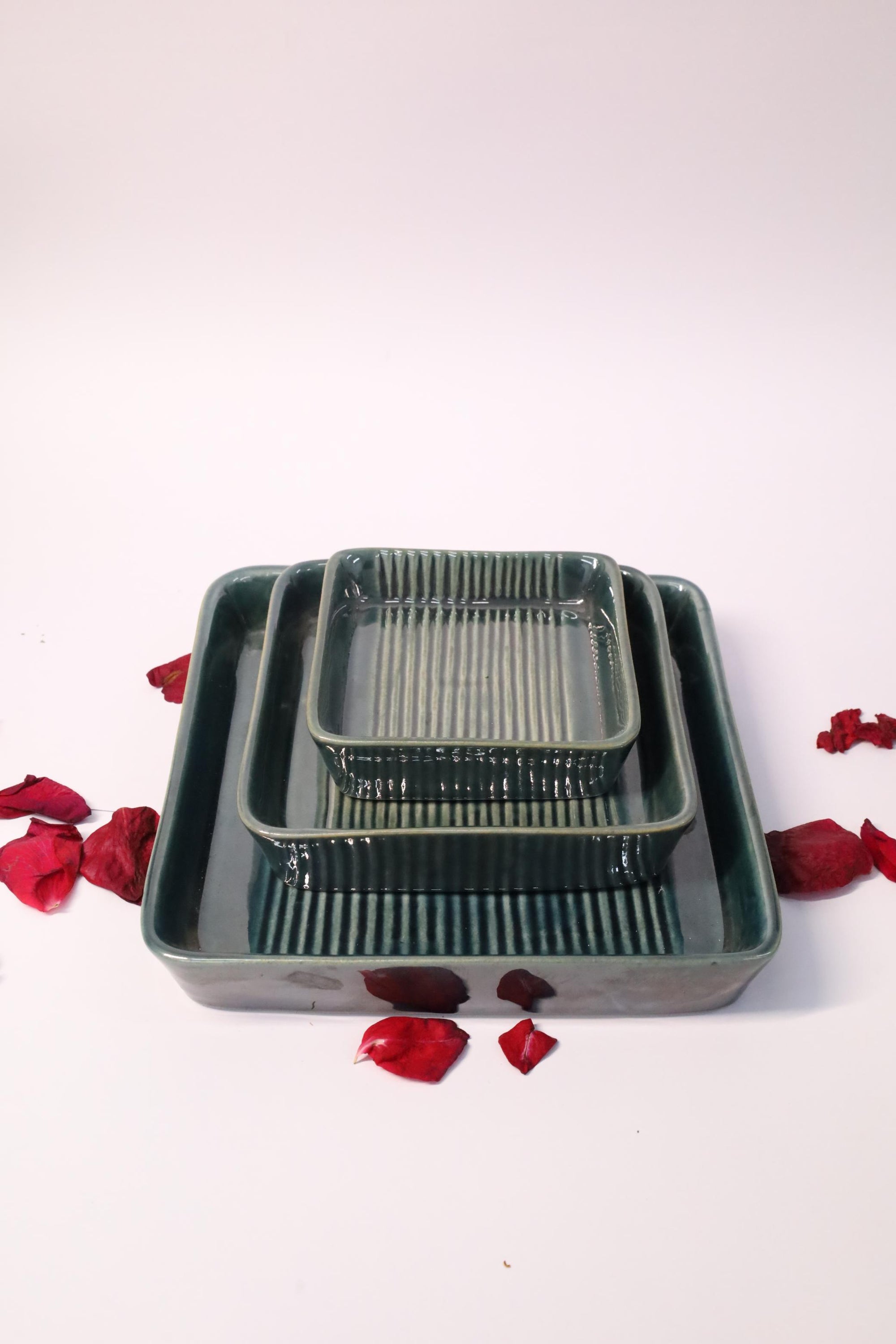 Square Ceramic Serving Plates Set of 3