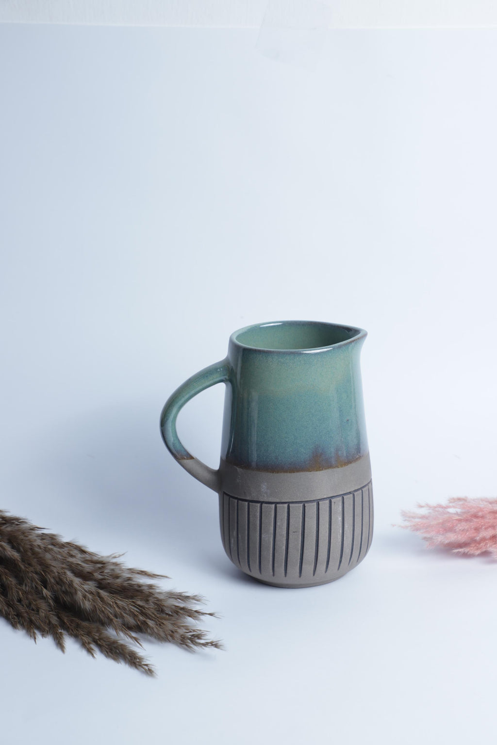 Dual Tone ceremic Jug Mint Green and Earthy Finish