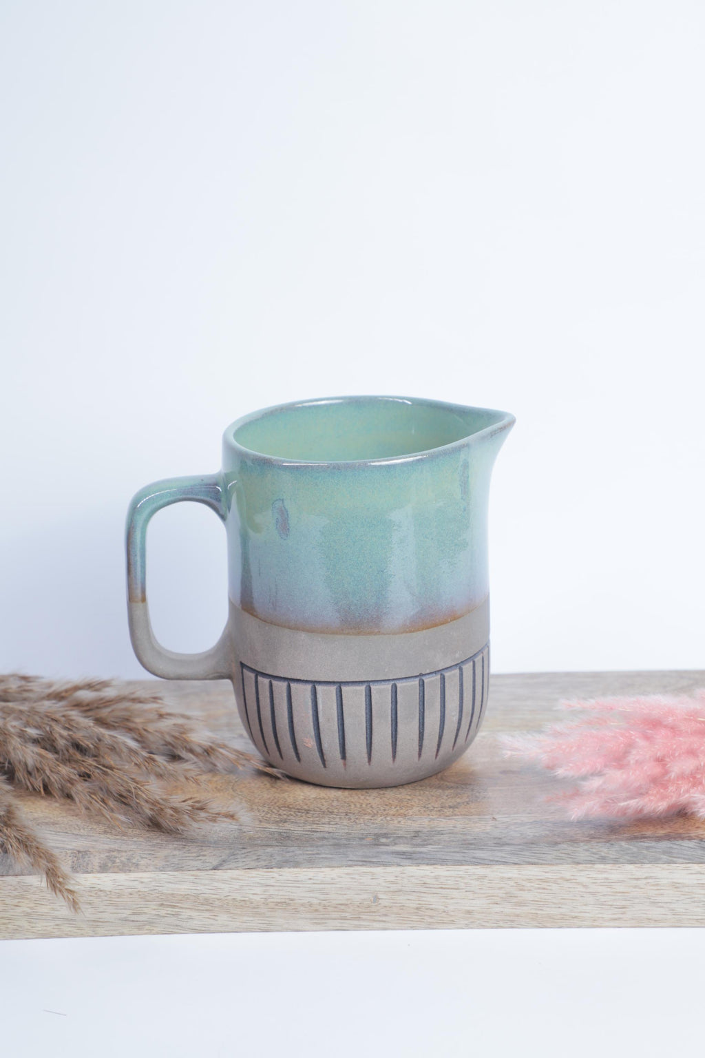 Dual Tone ceremic Jug Mint Green and Earthy Finish