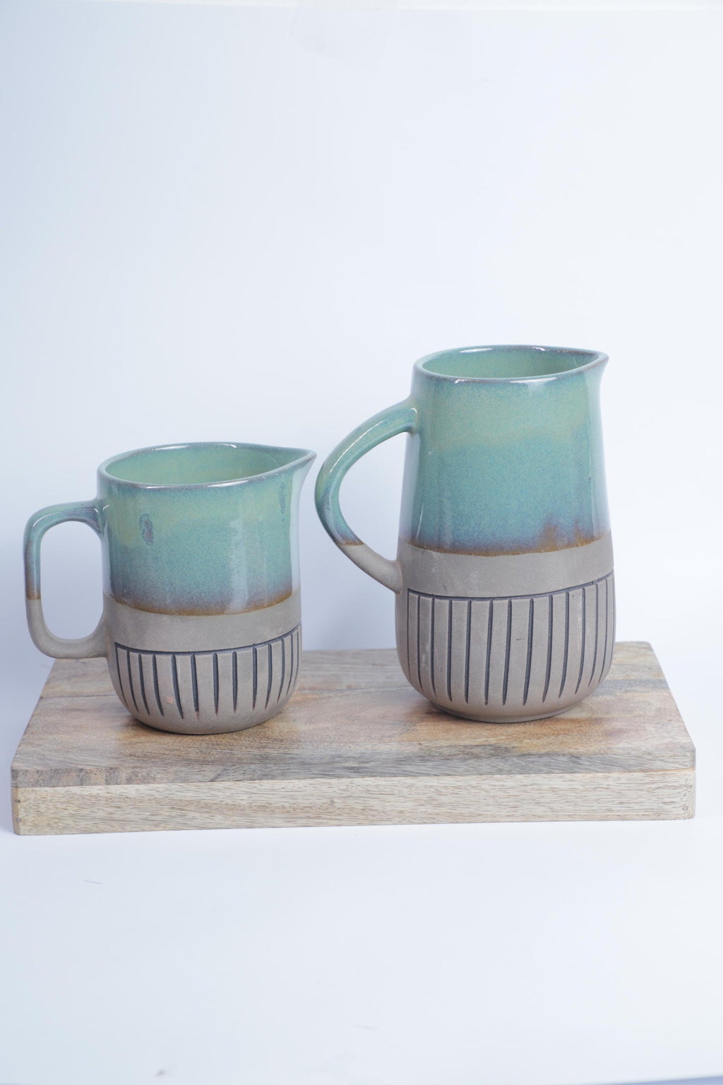Dual Tone ceremic Jug Mint Green and Earthy Finish
