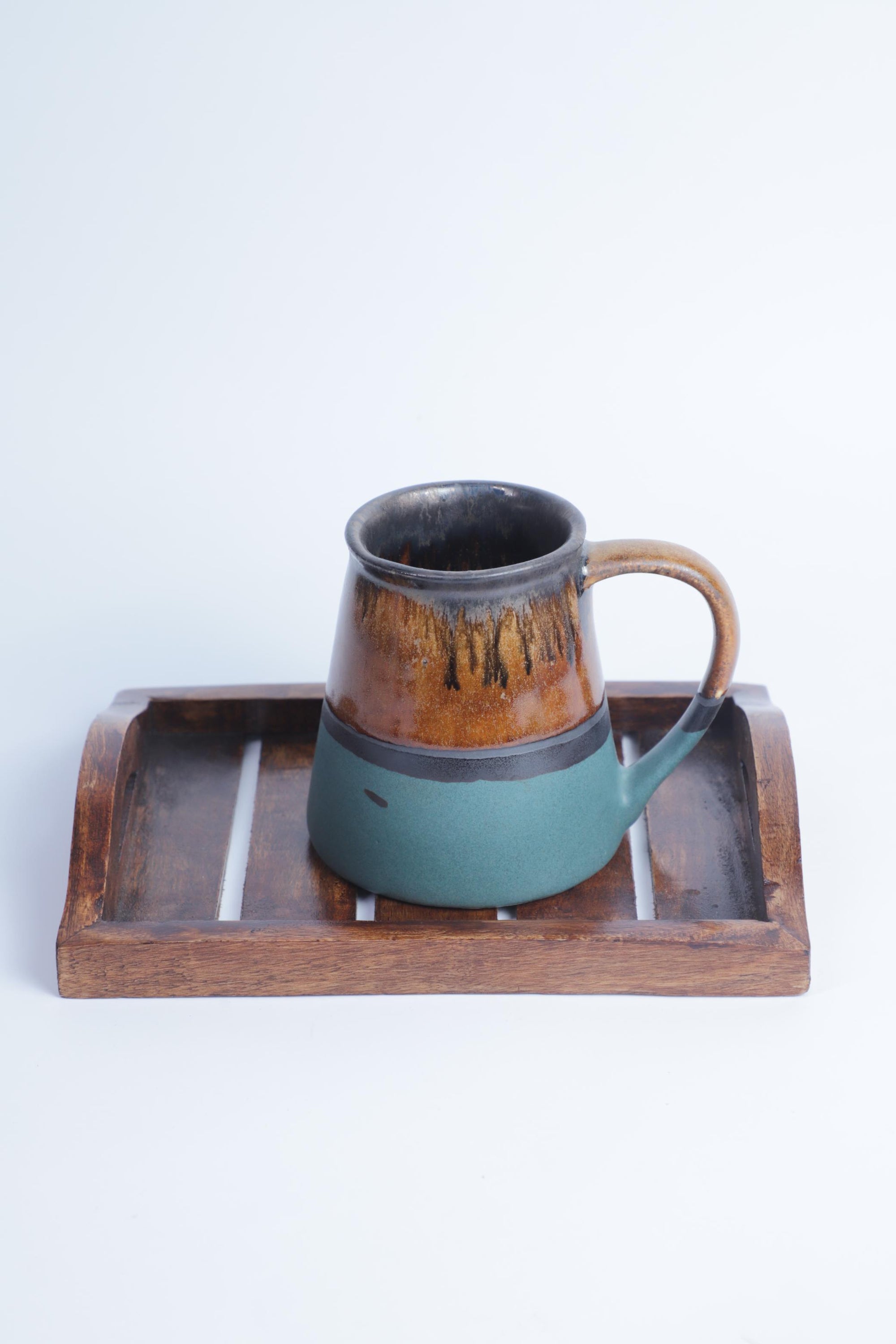 Rustic Brown and Teal Ceramic Mug