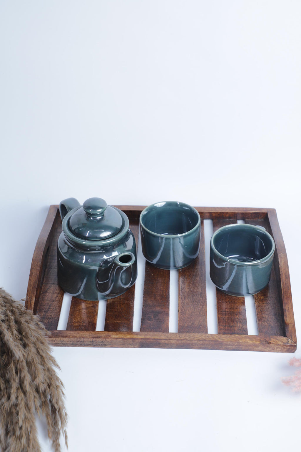 Glossy Green Ceramic Tea Set