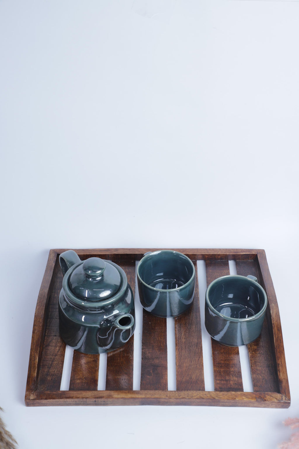 Glossy Green Ceramic Tea Set