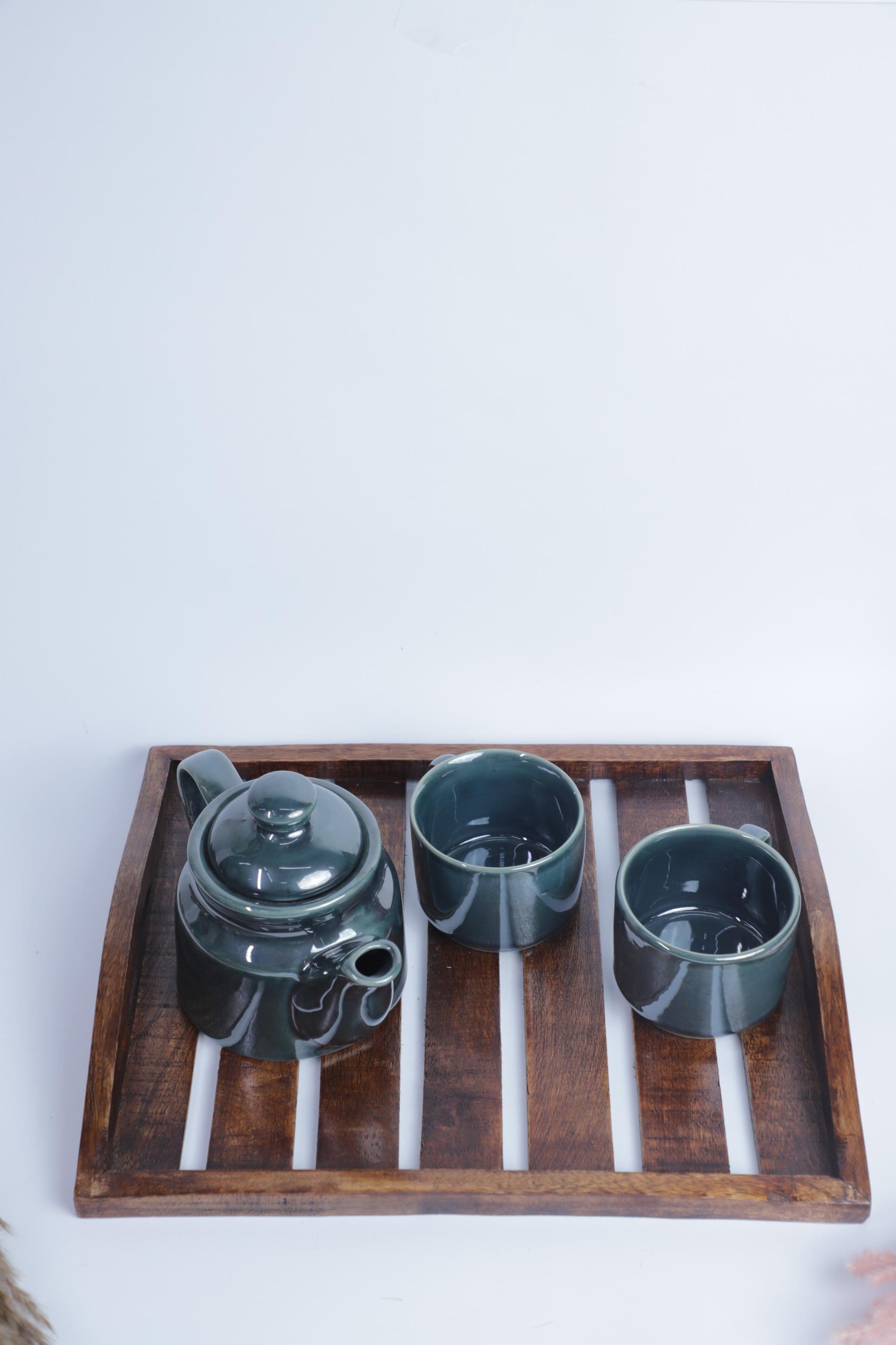 Glossy Green Ceramic Tea Set