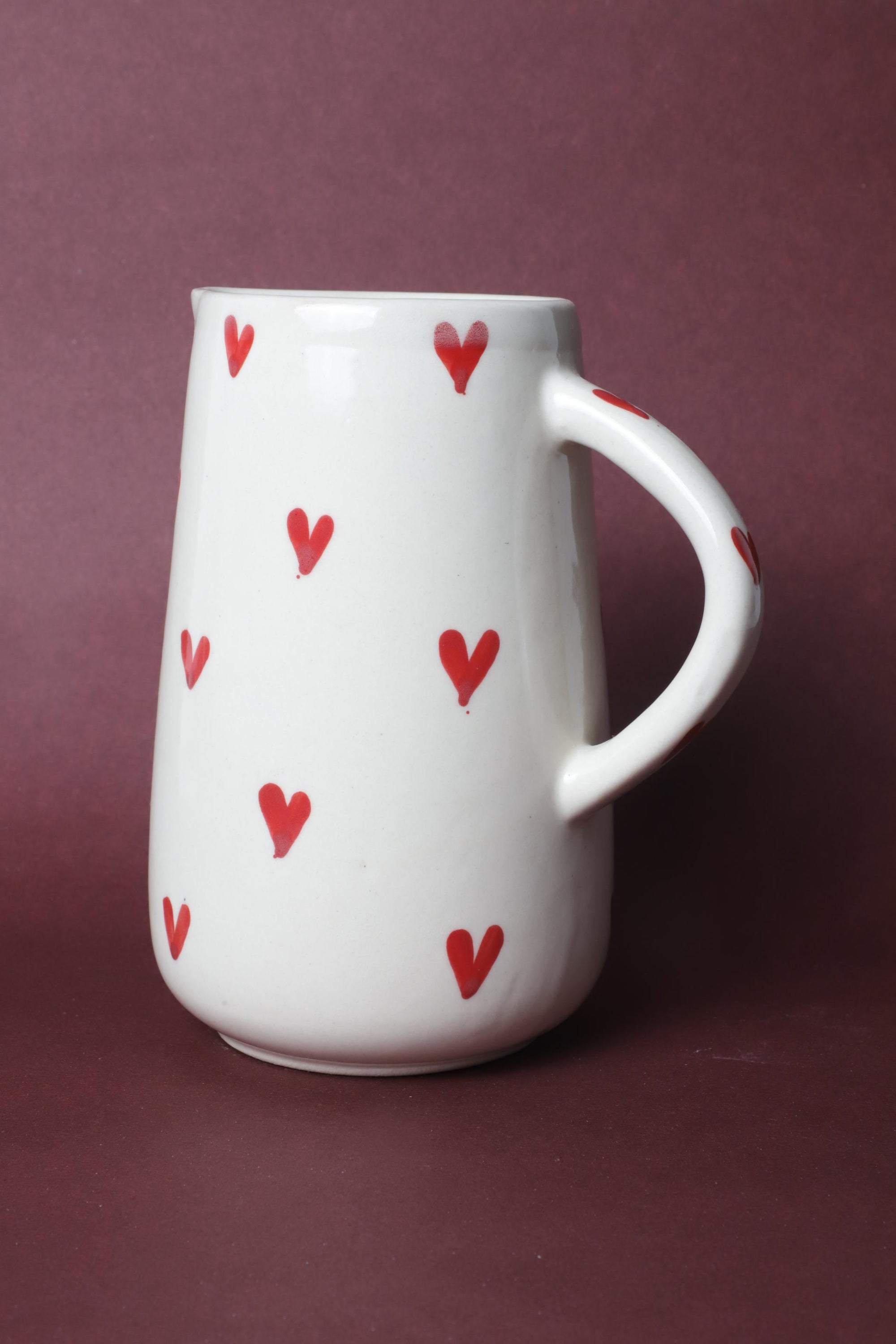 Red Heart Pattern Ceramic Jug