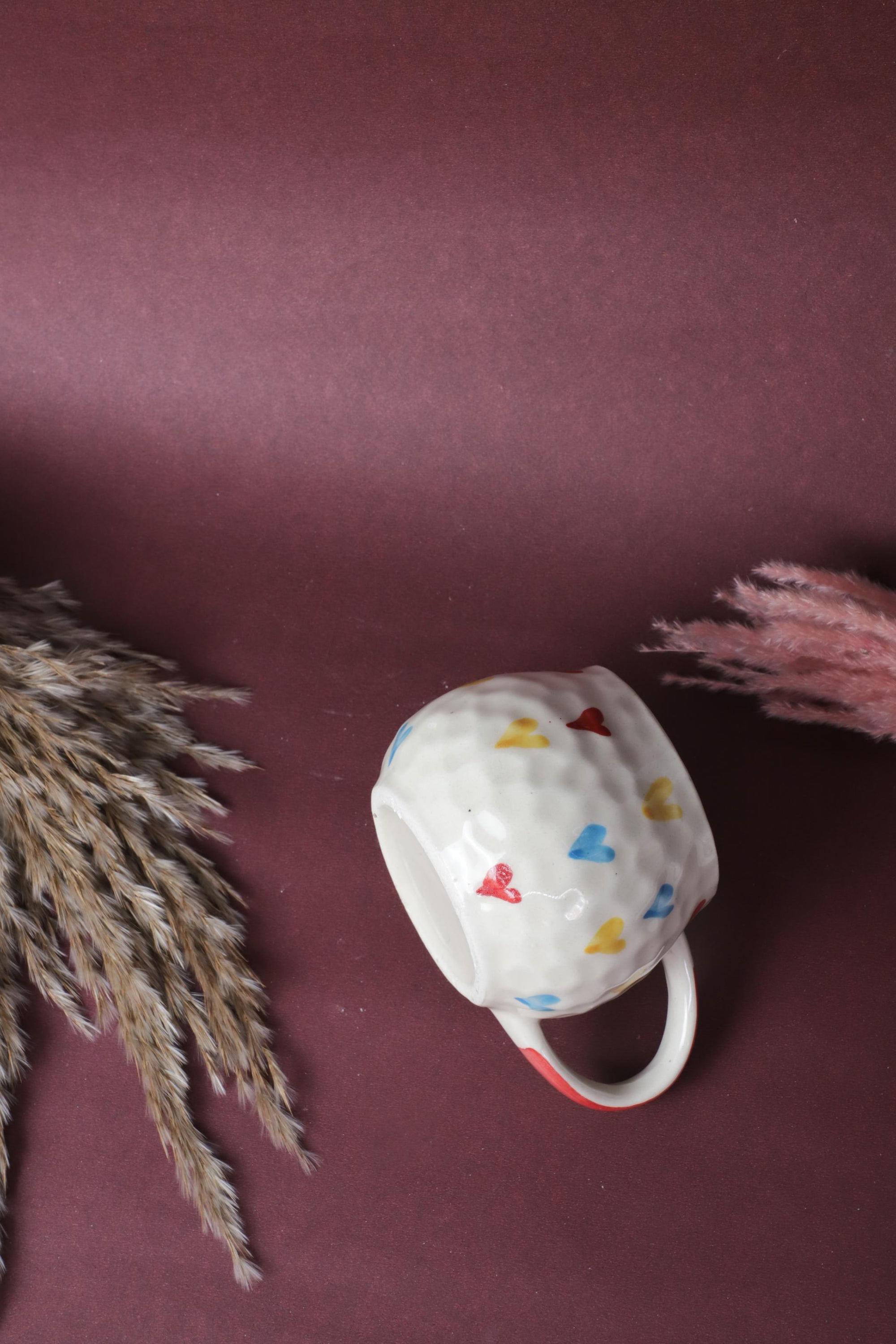 Multicolor Heart Pattern Ceramic Mug