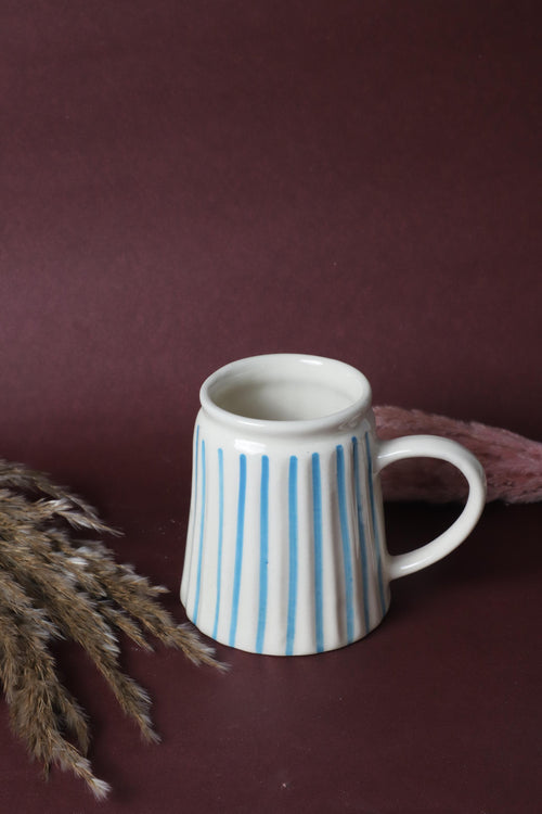 Blue & Red Striped Ceramic Mug