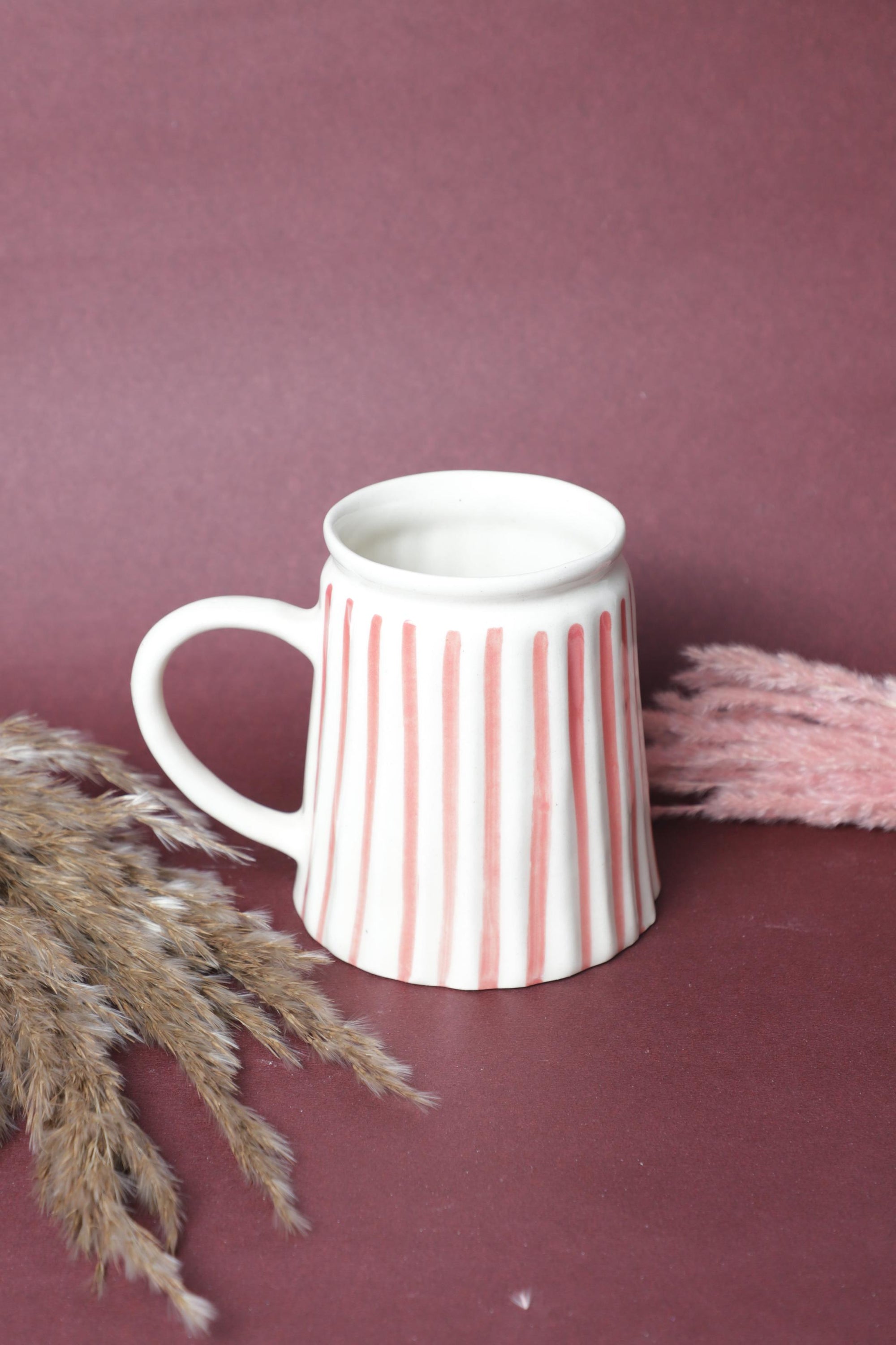 Blue & Red Striped Ceramic Mug
